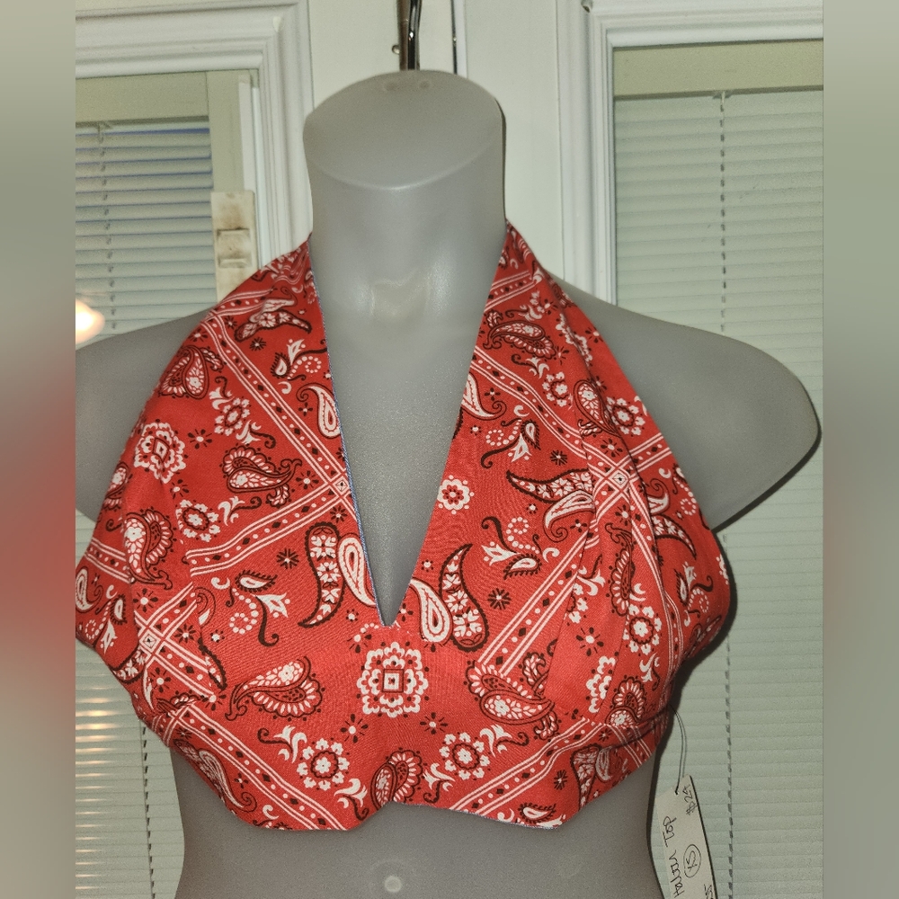 NWT LADIES Reversible Bandana Halter XS